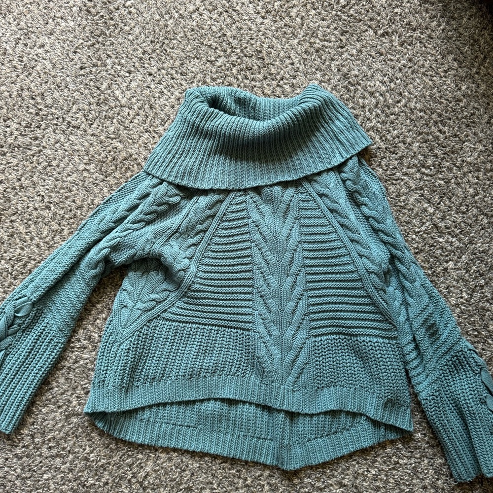 Express Teal Cowl Neck Sweater